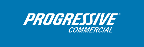 Progressive Commercial logo on a blue background